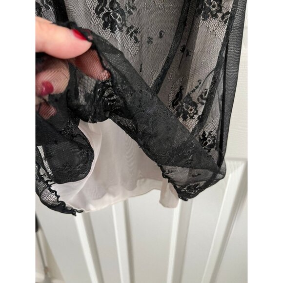 Vtg Cerie Lingerie Black Lace Floral Pattern Front Lined Negligee Size S/P - Picture 7 of 10